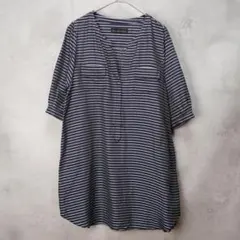 GREEN LABEL RELAXING チュニック ネイビー ボーダー 半袖のサムネイル