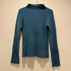 archives ブルー　リブ編みニット Mサイズ