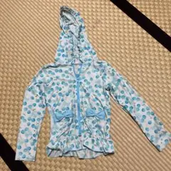 水色チェリー柄フード付きラッシュガード