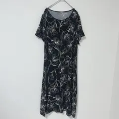 花柄 ワンピース 半袖 フレア レーヨン 涼感 上品　大人　ゆったり　ナチュラル