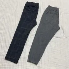 110★シーズンリーズン ネイビーチェック グレー 長ズボン パンツ