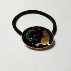 《No.340》ヘアゴム【ねこ/楕円】