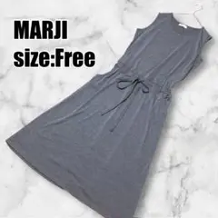 【MARJI】ノースリーブロングワンピース ウエストマーク バックスリット 美品