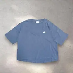 アースミュージックエコロジー　Lee　Tシャツ　ワイド　ロゴ刺繍　青　Fサイズ