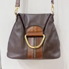 Leilian ハンド　ショルダーバッグ　2way レザー ブラウン ゴールドのサムネイル