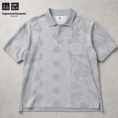 美品✨ユニクロ×エンジニアドガーメンツ コラボ 総柄 半袖ポロシャツ グレー Lのサムネイル