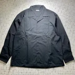 【美品】GU ジーユー　オープンカラーシャツ(長袖) 黒い長袖ボタンシャツ XL