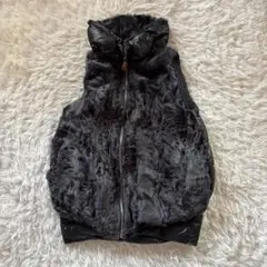 美品 レディース ダウンベスト L ダウン ファー アウター 防寒 ネイビー