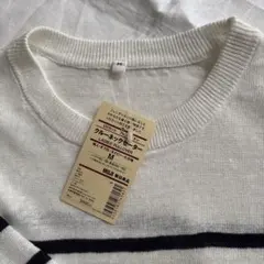 MUJI レディース プルオーバー M ホワイト/ネイビー ストライプ