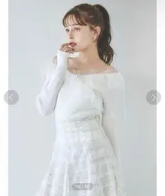 新品タグ付き dazzlin リボンチュールオフショルニットトップス