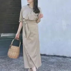 新品タグ付♡アニュアンス　ラップストレートシャツワンピース　ベージュ　F