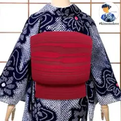 夏帯 名古屋帯 絽つづれ 正絹 着物 ワインレッド【未使用品】AO-0439のサムネイル