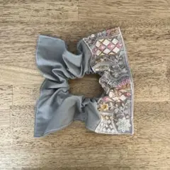 No.473 インド刺繍リボン スクエアシュシュ