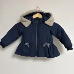 petit main プティマイン フレア裾中綿ジャケット90cmネイビー