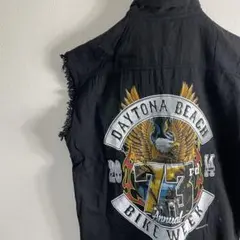 【激シブベスト】☘ビックシルエット☘黒☘激レア☘バイク☘プリント☘XL☘ワシ☘