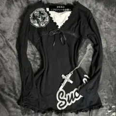 ダークコア ダークコケット　重ね着風 ロンＴ ロゴ 姫ロリ レース フリル