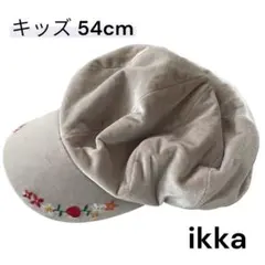 ikka キッズ キャップ 54cm ベロア 花柄刺繍