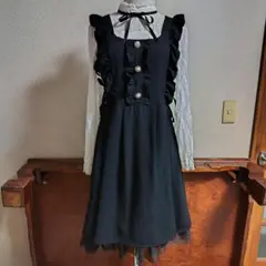 Avail　量産系　ビジューボタン　レース　編み上げ　ワンピース