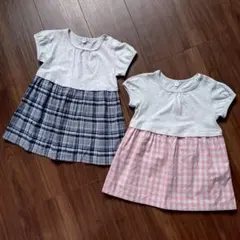 無印良品 半袖ドッキングワンピース 90 2点セット 双子のサムネイル