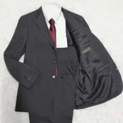 メンズスーツ A5 グレー ストライプ セットアップ ビジネス 通勤 就活