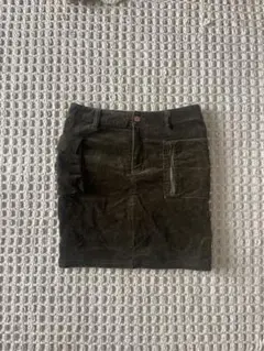 ROXY／コーデュロイ ミニスカート カーゴポケット カーキ M