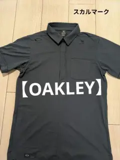 【OAKLEY】ゴルフウェア ポロシャツ メンズ 刺繍 黒 スカル 良品