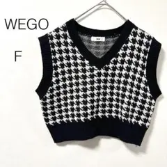 【ウィゴー】WEGO ニットベスト ショート丈 Vネック ハウンドトゥース柄
