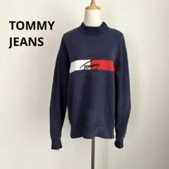 TOMMY JEANS スウェット ハイネック ロゴ S ネイビー