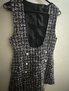 ノースリーブ ダブルブレスト ミニワンピース