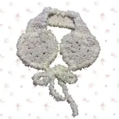 ハンドメイド ハート型 イヤーマフ 耳当て かぎ針編み　ふわふわ