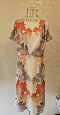 美品　sunauna 【スーナウーナ】38 ワンピース、オレンジ　白