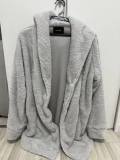 one way フード付きグレー フリースジャケット