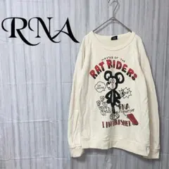 【アールエヌエー】 スウェット トレーナー 長袖 ネズミ プリント ゆったり