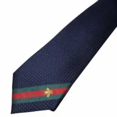 グッチ GUCCI ネクタイ ビーロゴ 先ストライプ 7.0CM 456510蜂