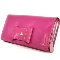 ヴィヴィアンウエストウッド 長財布 オーブ リボン エナメル ラウンドファスナー