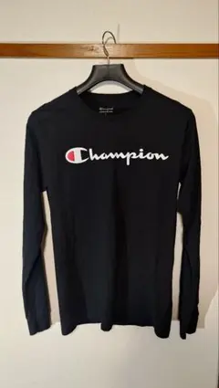 00s Champion 黒 ロングスリーブTシャツS　古着