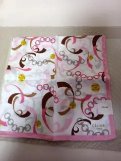 (4771)　新品・CÉLINE チェーンパターン ハンカチ大判ハンカチセリーヌ