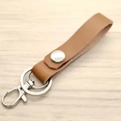 ループ キーホルダー 濃キャメル キーリング 革 レザー ストラップ チャーム