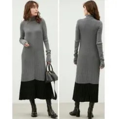 MilaOwen（ミラ オーウェン）タートルリブネックロングリブニットワンピース