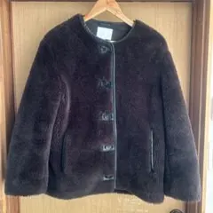 H&M ボアコート　ジャケット　ダークブラウン