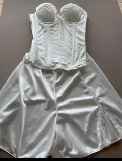 拡張フック付き ブライダルインナー 2点セット ビスチェ＆フレアパンツ