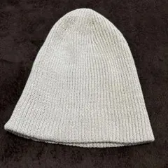 リブ編み ライトグレー ニット帽 フリーサイズ