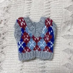 アーガイル柄ニットベスト　ぬいぐるみ用