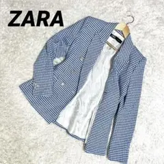 ✨美品✨ZARA テーラードジャケット ダブルブレスト チェック柄 銀ボタン