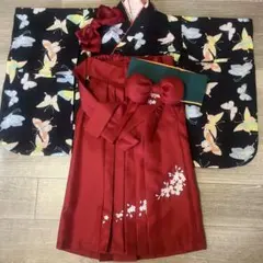 虹彩蝶の舞 × えんじ袴 キャサリンコテージ 袴セット 120cm 卒園式