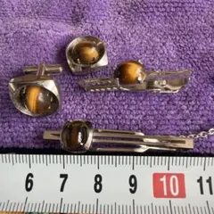 タイガーアイ カフスボタン ネクタイピン セット - メルカリ
