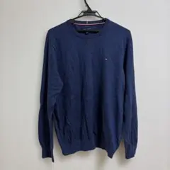 TOMMY HILFIGER クルーネック コットンニットセーター　ネイビー