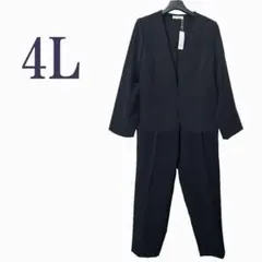 2点/スーツ/ノーカラージャケット/パンツ/4L/黒/入学/卒業●&1518