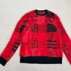 【美品】ゲス GUESS シャギー 長袖ニット チェック 黒のサムネイル