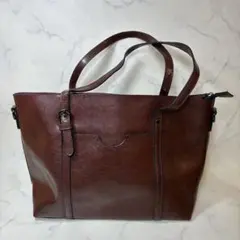 【訳あり】ボルドー トートバッグ A4OK レトロ 合皮 通勤通学